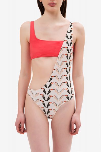 Amelie - One-shoulder bicolor trikini 
