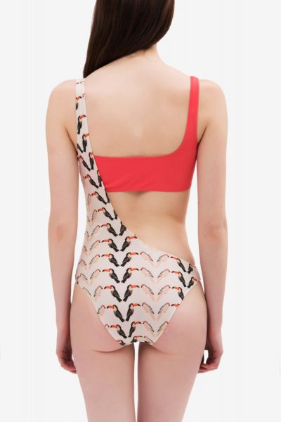 Amelie - One-shoulder bicolor trikini 